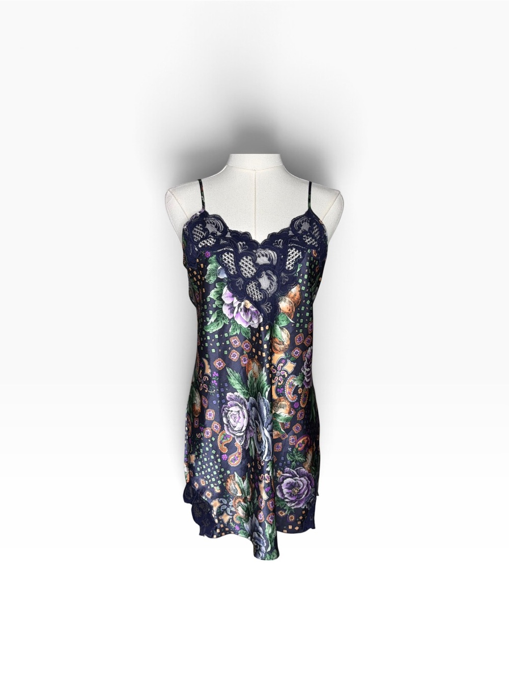 Vintage 90s Victorias Secret Floral Lace Lingerie Slip Dress Open Low Back